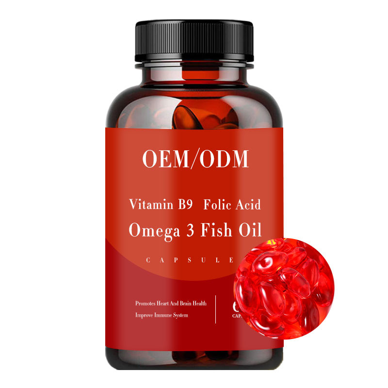 B9 Vitamini Folik Asit Balık Yağı Omega 3 Vitaminleri Softgel Kalp ve Beyin Sağlığını Destekler