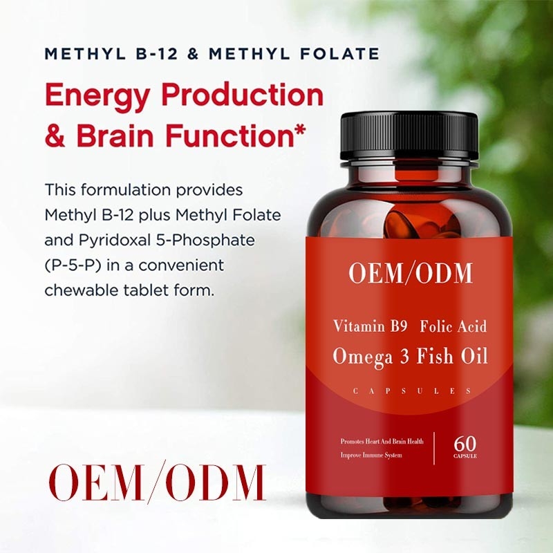 B9 Vitamini Folik Asit Balık Yağı Omega 3 Vitaminleri Softgel Kalp ve Beyin Sağlığını Destekler
