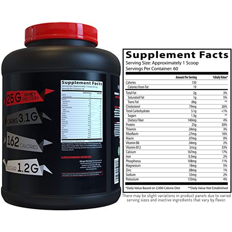2.2g Takviyeler OEM Protein Tozu 80 Toplu İzolat Konsantresi %100 Altın Standart Peynir Altı Suyu Proteini