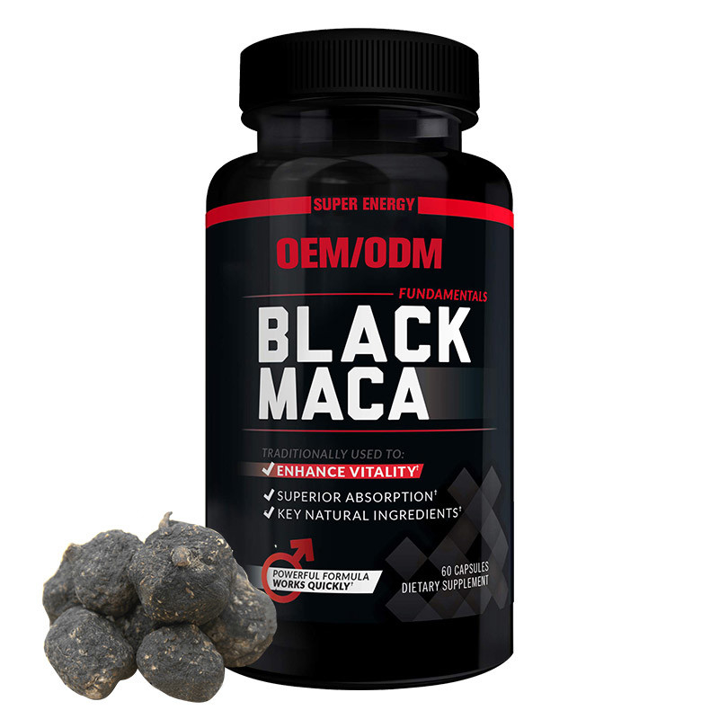 Erkekler ve Kadınlar İçin OEM Siyah Maca Kökü 20000Mg Kapsüller Vegan Max Mukavemet Enerji Takviyesi