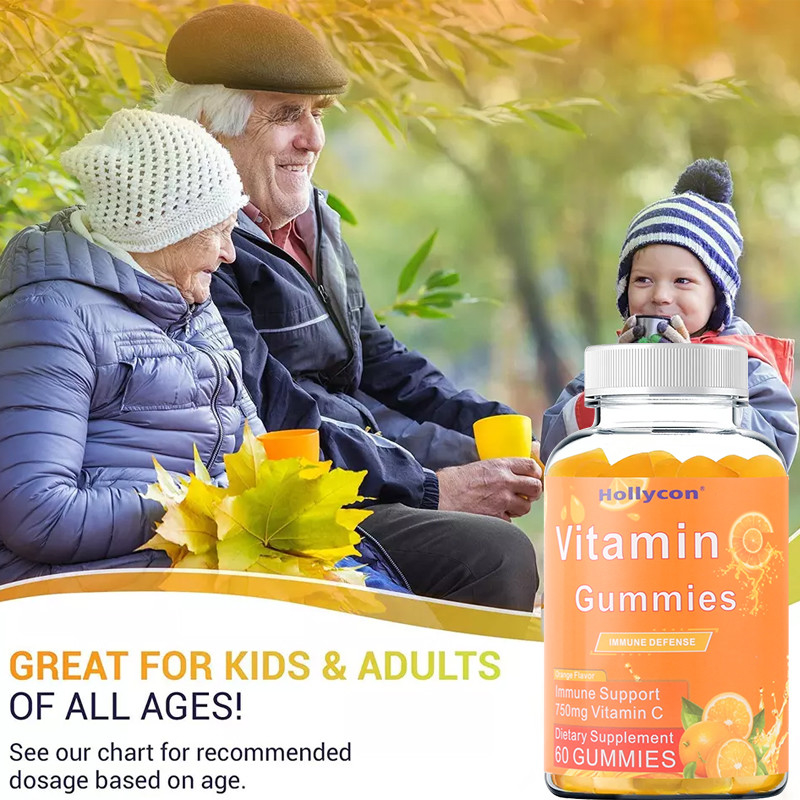 750mg C Vitamini Sakızları Yetişkinler için B Vitaminleri ile Bağışıklık Desteği Glutensiz Portakal