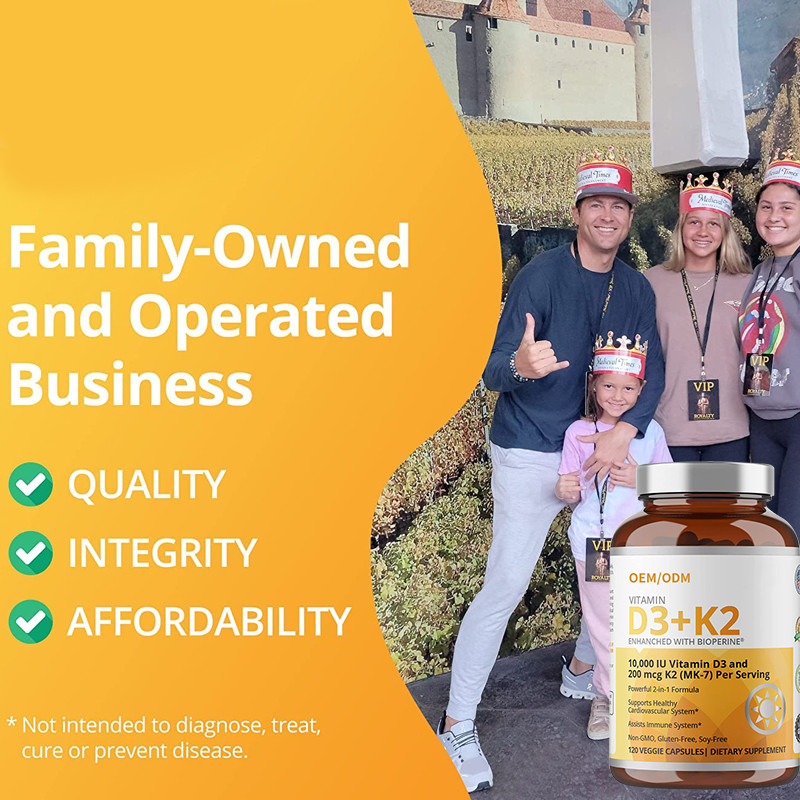 GDO'suz Formül 5000 IU D3 Vitamini Sakızları 90 mcg Vitamin K2 MK-7 Kapsülleri