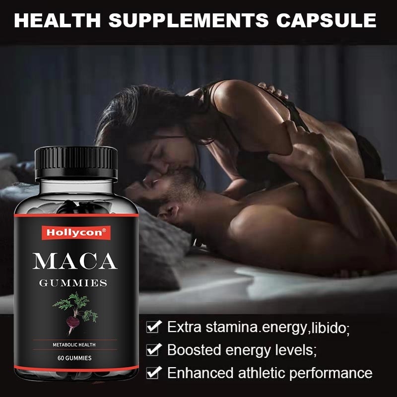 ODM Maca Root Gummies Siyah Kırmızı Sarı Hormon Desteği Enerji Dengesi Ruh Hali Odaklanmasını İyileştirir