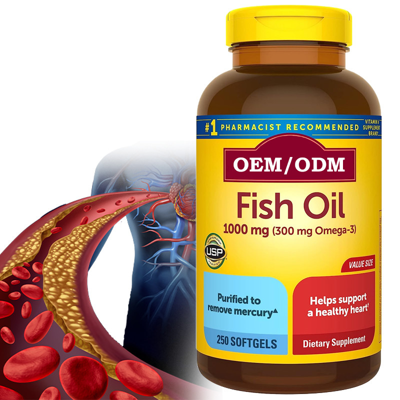 1000Mg Softgels Sağlıklı Kalp Desteği İçin Omega 3 Balık Yağı Takviyesi 250 Softgels 125 Günlük Tedarik