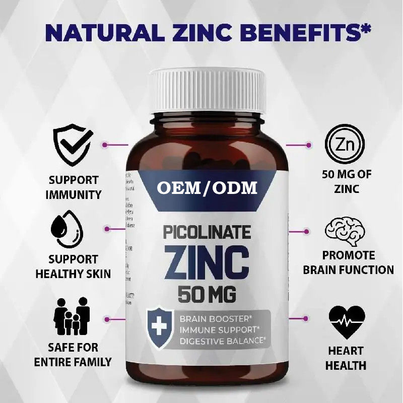 OEM Çinko Pikolinat 30mg Büyüme Bağışıklık Fonksiyonu Kapsülleri için İyi Absorbe Ek