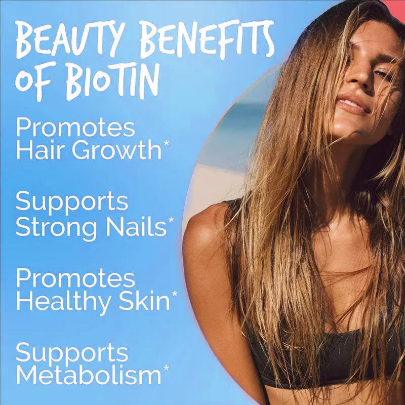 OEM Cilt Bakımı Biotin Vitamin Sakızları Saç Derisi Ve Tırnakları Yeniden Büyüme 10000 Mcg Softgels 100 Sayı