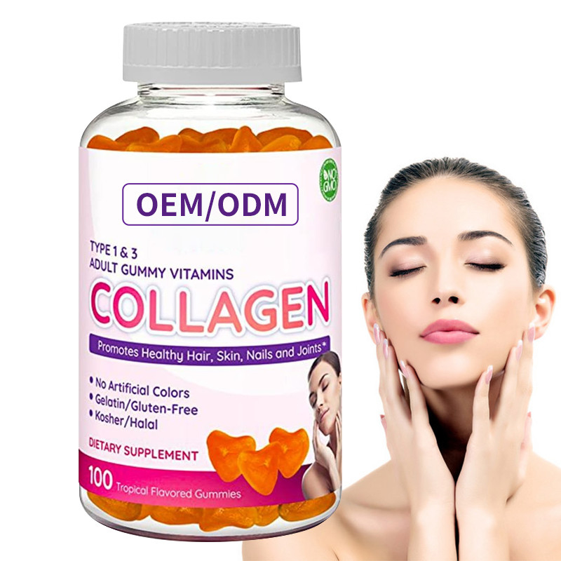 ODM Kollajen Sakızları 2500mcg Biotin Çinko E Vitamini Saç Derisi ve Tırnak Saç Büyümesi İçin
