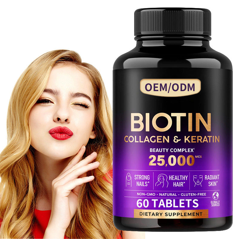 25000 Mcg Biotin Vitamin Hapları Saç Cilt Çivileri Kadın Sağlığı İçin 60pcs feme saç tabletleri