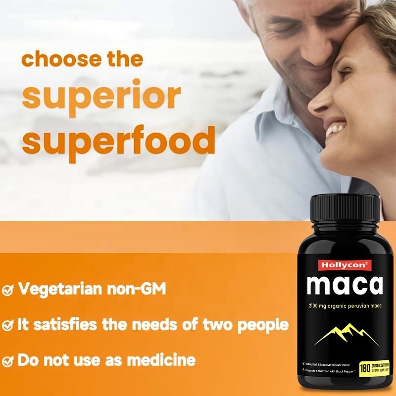 HACCP Takviyeleri OEM Boost Energy Erkekler Kadınlar İçin Organik Maca Kökü Kapsülleri