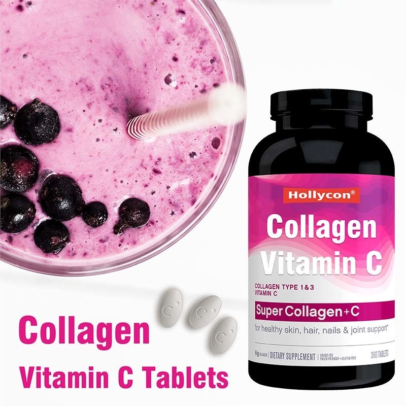 Kollajen Takviyeleri OEM Saç Derisi Ve Tırnak Desteği Organik C Vitamini Tabletleri