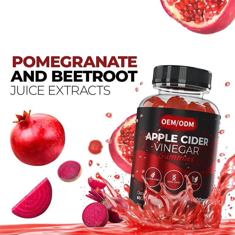 OEM ACV Kilo Verme Yönetimi Vitaminler Gluten Serbest Vegan GDO Olmayan Hızlı Kilo Verme Elma Sirkesi Sakızları