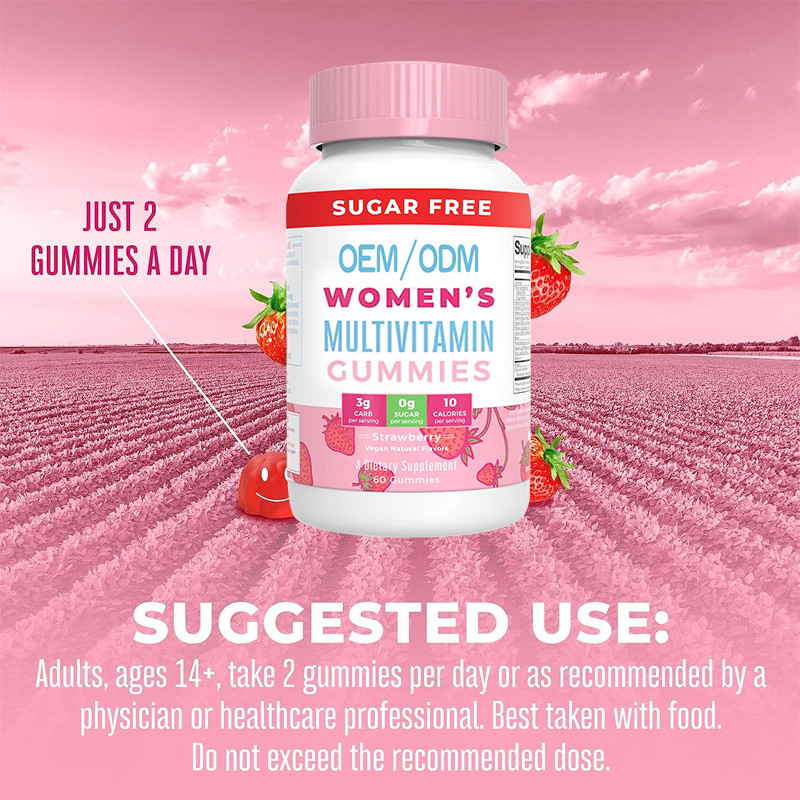 Bağışıklık Desteği Günlük Kadın Multivitamin Vitaminleri Organik İçerikli Saç Derisi Ve Tırnak Sakızı