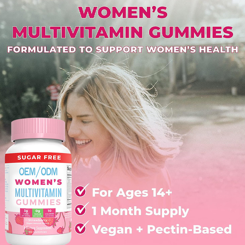 Bağışıklık Desteği Günlük Kadın Multivitamin Vitaminleri Organik İçerikli Saç Derisi Ve Tırnak Sakızı