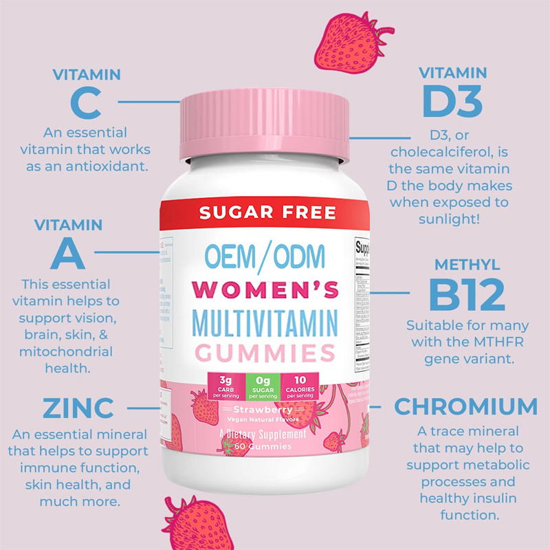 Bağışıklık Desteği Günlük Kadın Multivitamin Vitaminleri Organik İçerikli Saç Derisi Ve Tırnak Sakızı