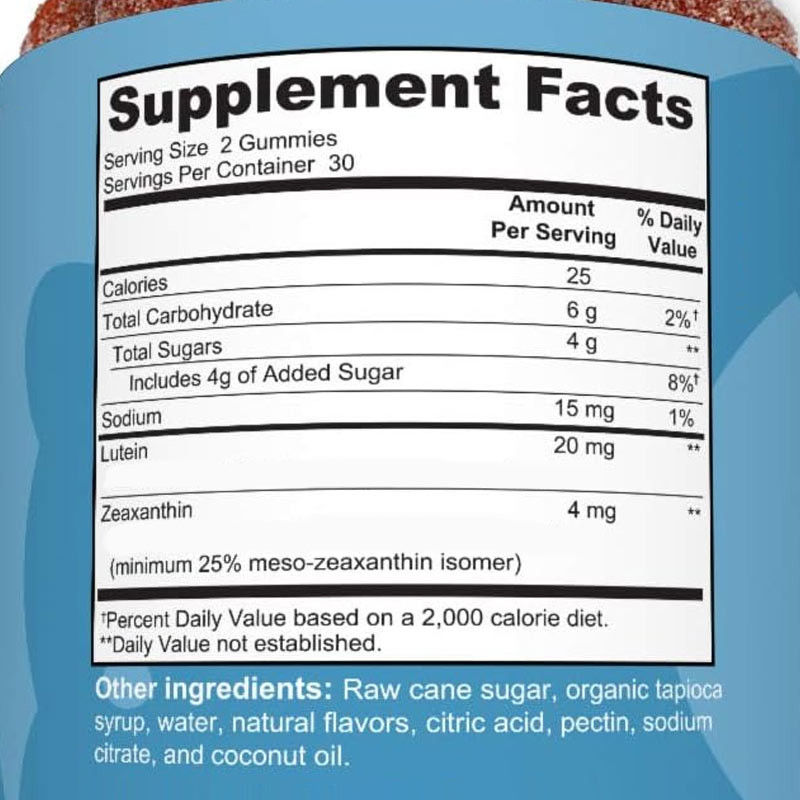 2500mcg B7 Vitamini Doğal Zeaksantin Lutein Özelleştirilmiş Tatlar Kirletmeyen Üretim Göz Sakızları
