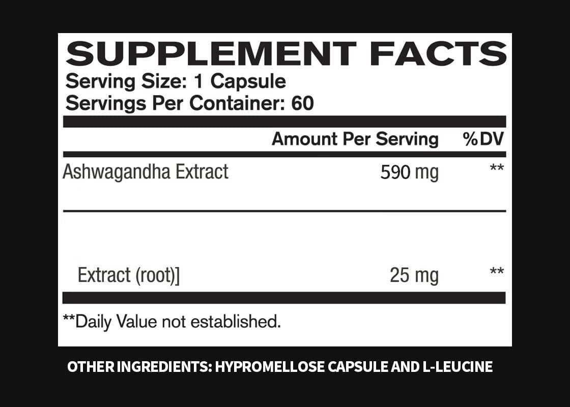 60 pcs Ashwagandha Kök Ekstraktı Kapsülleri Tabiatî stres hafifletme için ruh hali ve güç destek takviyesi