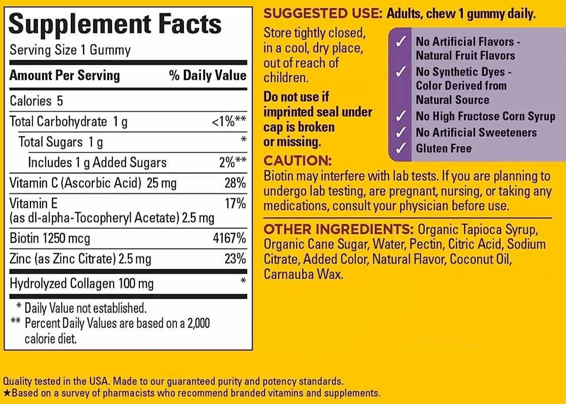 C Vitamini Zenk Biotini 60 PCS ile COA Kolajen Sakızları Cilt Sağlığı için Bağışıklık Destek Takviyesi