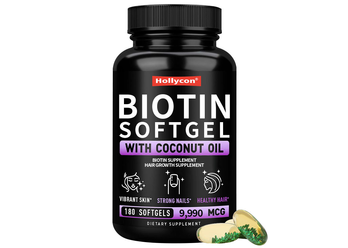 Temiz Biotin Vitamini Kokos Yağı Softgels ile Sakızlar Cilt ve Tırnak Sağlığı İçin Daha Hızlı Saç Büyümesi Biotin Takviyesi