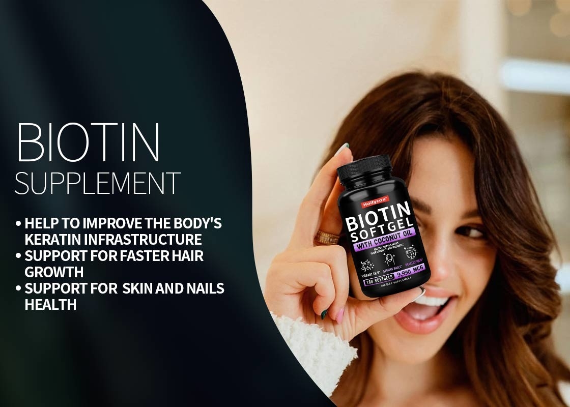 Temiz Biotin Vitamini Kokos Yağı Softgels ile Sakızlar Cilt ve Tırnak Sağlığı İçin Daha Hızlı Saç Büyümesi Biotin Takviyesi