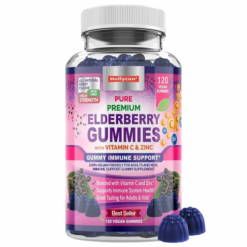 Özel Etiket C Vitamini ve Çinko İçin Elderberry Sakızları Yetişkinler ve Çocuklar Bağışıklık Desteği Sakız