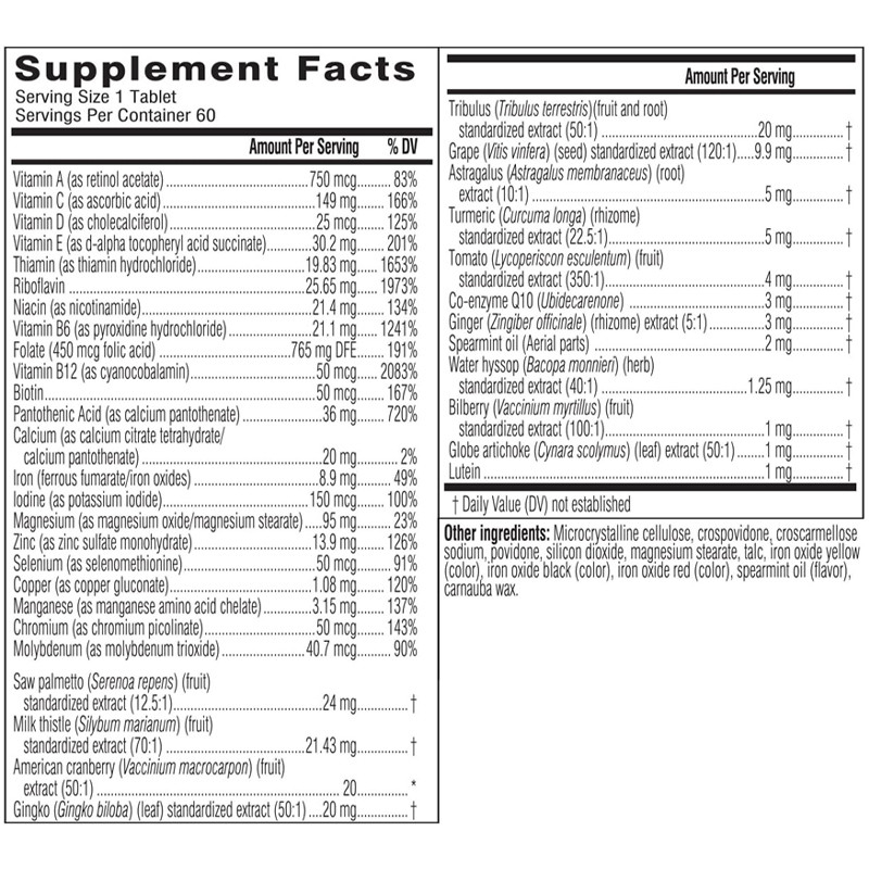 Özel Etiket Erkekler İçin Gündelik Multivitamin Tabletleri Vitaminler, Antioksidanlar ve Mineraller Erkekler 50+ Multivitamin Takviyesi