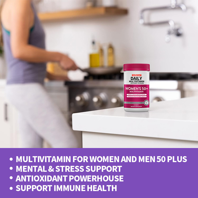 Günlük Multivitamin Takviyesi Kadınlar Enerji, Stres ve Bağışıklık Desteği Kadınlar 50+ Multivitamin Tabletleri