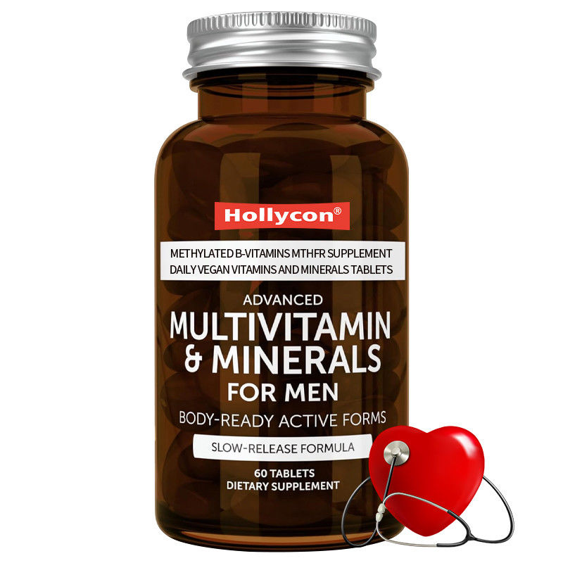 Kişiselleştirilmiş İleri Erkek Multivitamin Metile B-Vitaminleri MTHFR Takviyesi Gündelik Vegan Vitaminler ve Mineraller Tabletleri