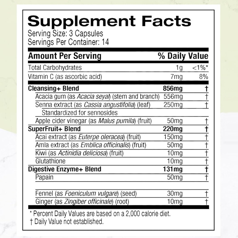 7 Gündüz Detox Temizle Senna Yapraklı Kapsüller C Vitamini Sindirim Enzimleri Probiyotikler Acai Berry Kapsülleri