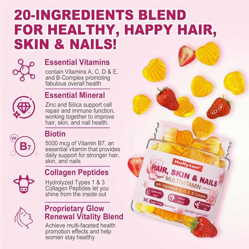 OEM & ODM Destek Bayanlar İçin Natural Ingredients Multivitamin Şekersiz Gummies