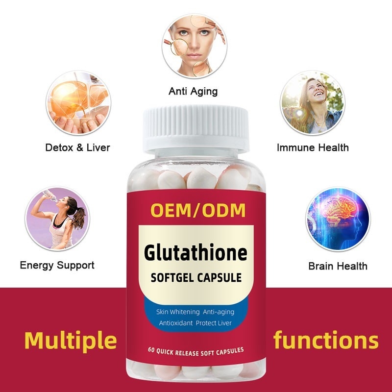 OEM Özel Etiket C Vitamini 1500mg L-Glutatyon Cilt Beyazlatma Tabletleri Softgel
