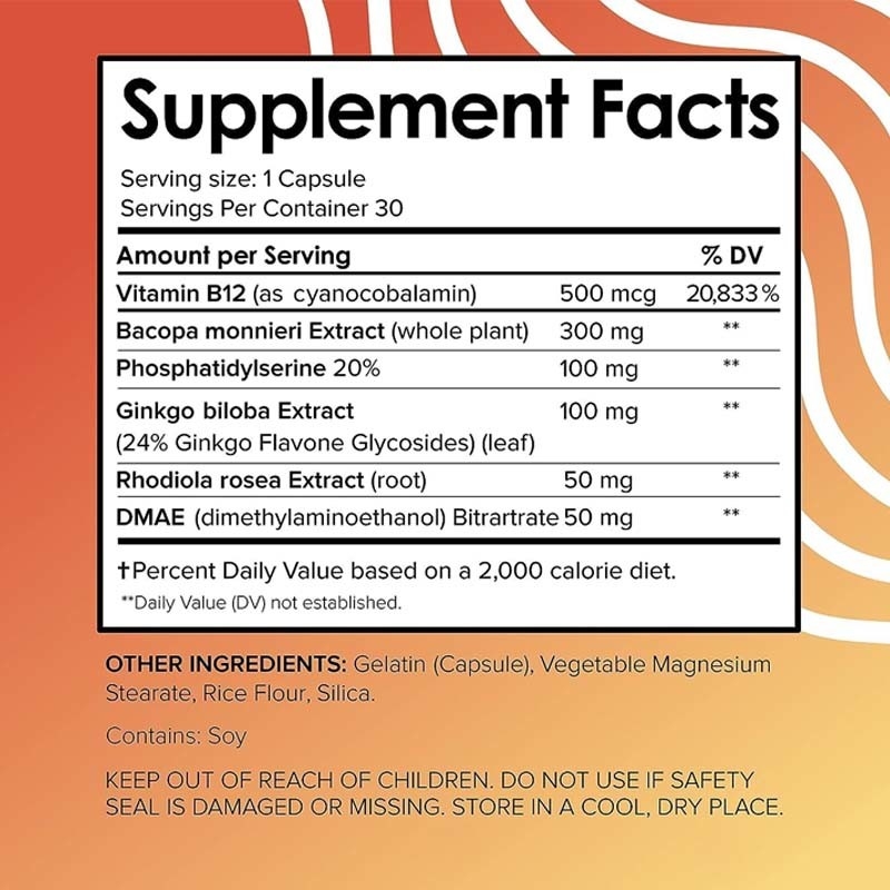 OEM Destek Önemli Vitaminler Beyin Takviyeleri Hafıza Vitamin B12 Beyin Kapsülleri