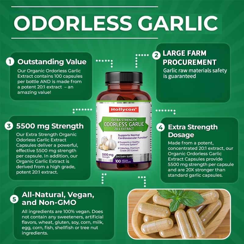 OEM Desteği Organik Kokusuz Sarımsak Ekstraktı Yetişkin Sarımsak Vegan Kapsülleri için Antioksidan