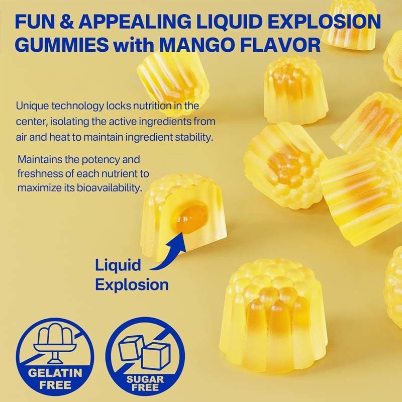 OEM Destek DHA Vitamin A C E Zenk Ergenler için Zerdeçal Omega-3 Sıvı Sakızlar