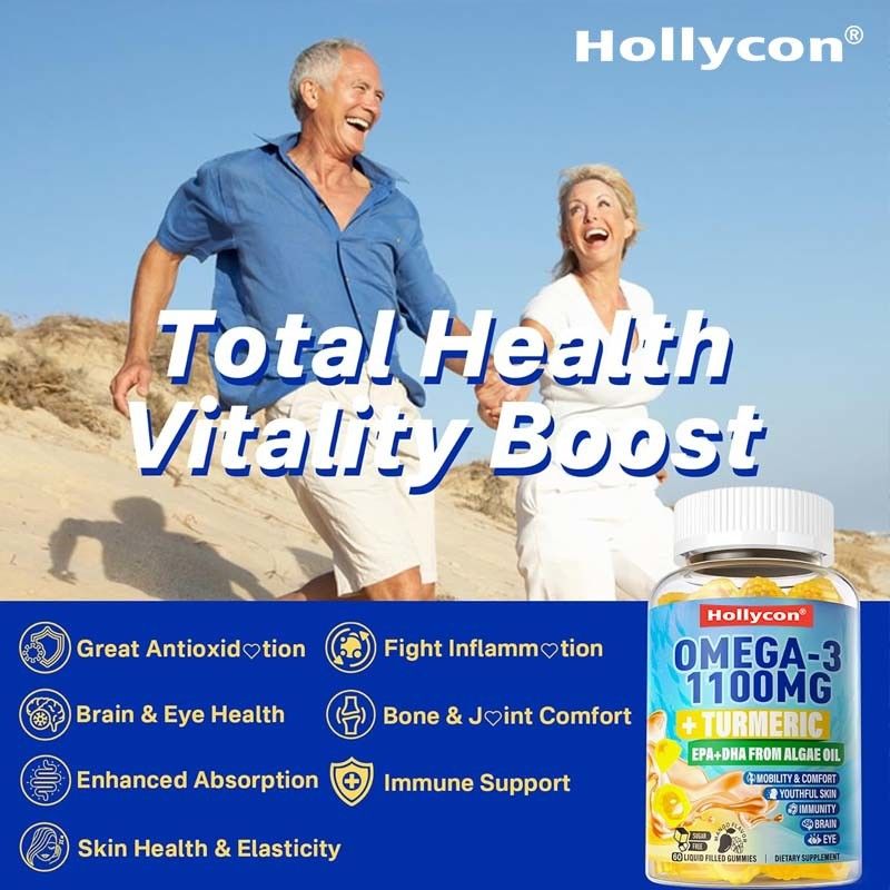 OEM Destek DHA Vitamin A C E Zenk Ergenler için Zerdeçal Omega-3 Sıvı Sakızlar