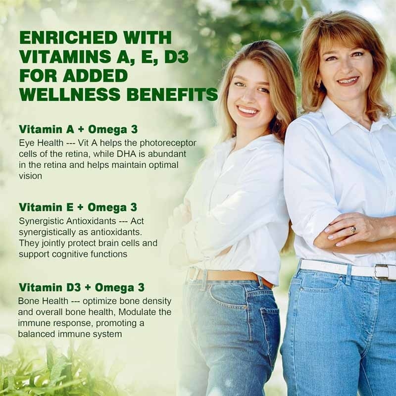 OEM Desteği DHA Beyin Göz Eklemleri için Vitamin E A D3 alglar Omega-3 2200mg Sakızlar