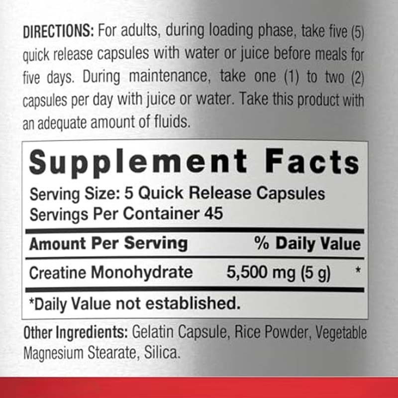 OEM GMO Olmayan Yetişkinler İçin Gluten Serbest Enerji Destekleri Kreatin Monohidrat Kapsülü