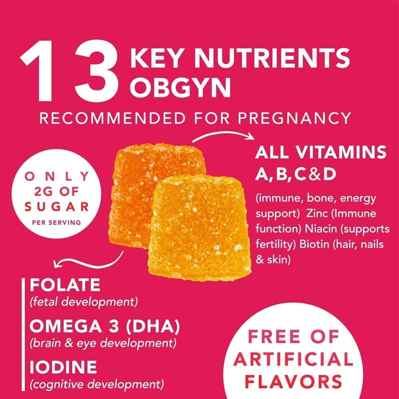 OEM DHA Folat Vitamin B C D Fetal ve Nöral Destek Hamilelik Doğum öncesi sakızlar