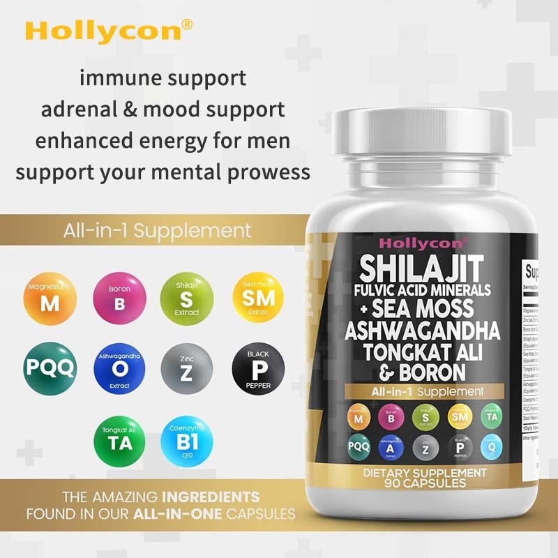 OEM Ashwagandha Tongkat Ali Bor Magnezyum Erkekler İçin Fulvik Asit Shilajit Kapsülleri