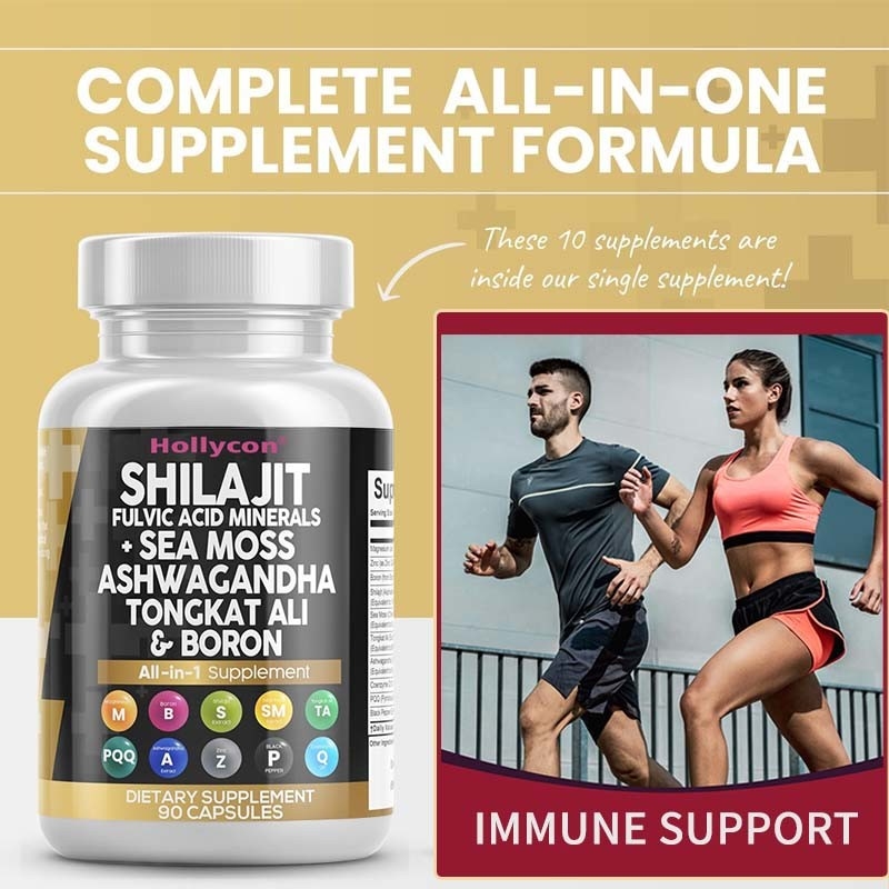 OEM Ashwagandha Tongkat Ali Bor Magnezyum Erkekler İçin Fulvik Asit Shilajit Kapsülleri