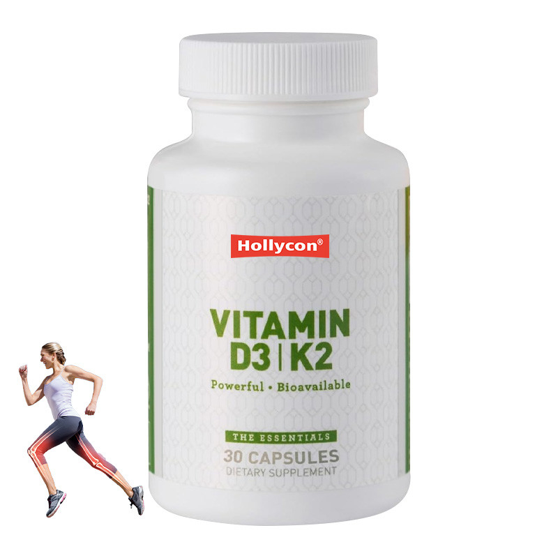 OEM Vegan Bağışıklık Destek D3+K2 MK7 Vitamin D3 K2 Kapsülleri Yetişkinler İçin Diyet