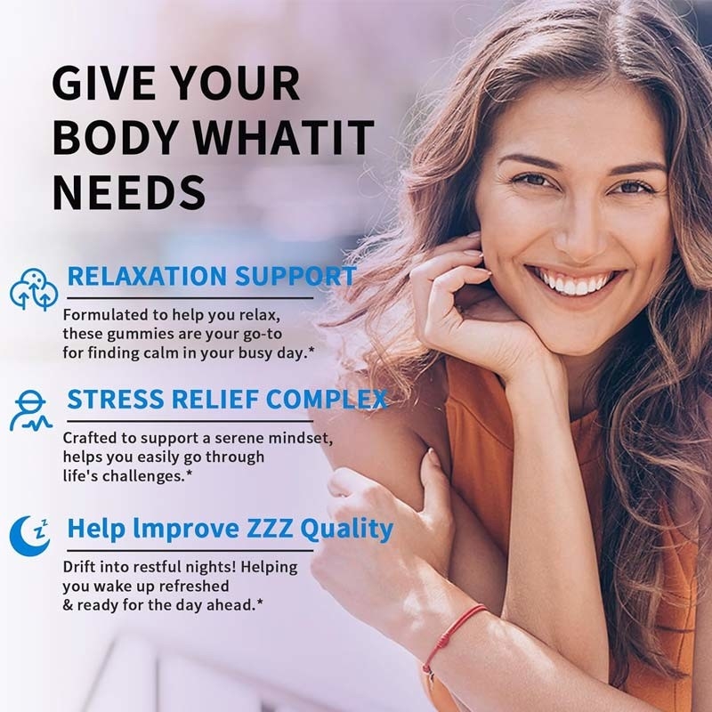 Fabrika GABA L-Teanin 5-HTP Vitamin D3 B12 Stres İndirim Uyku Sakızları