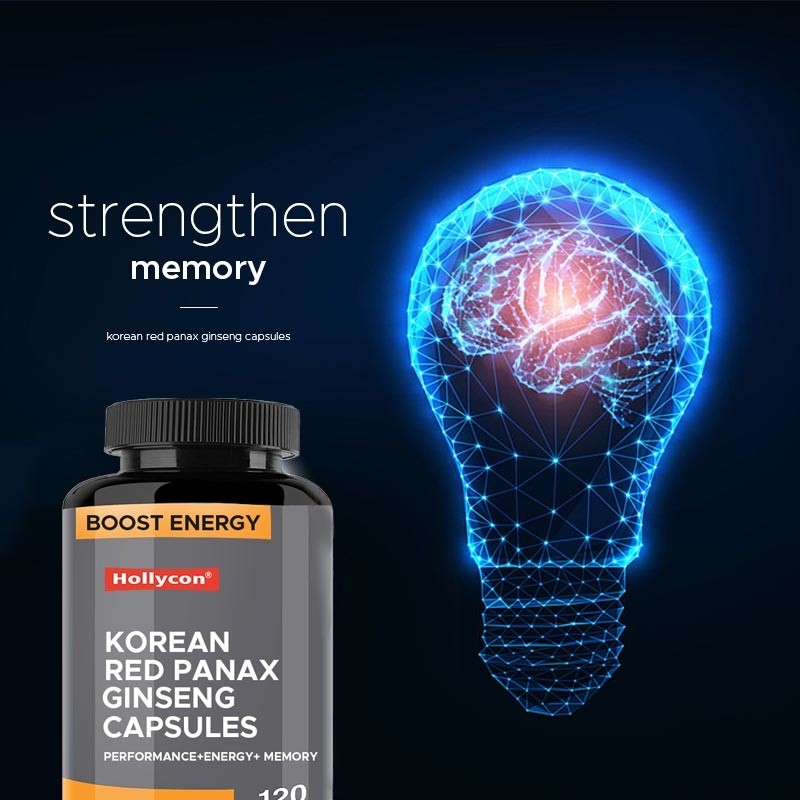 OEM Koreli Kırmızı Panax Ginseng Kapsülleri Ginkgo Biloba Erkekler ve Kadınlar için Enerji Odaklama Hafızasını Artırır