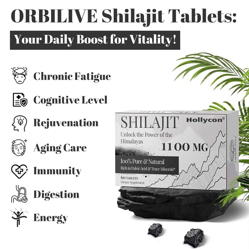 Shilajit Tabletleri Enerji Bağışıklık Desteği Erkekler ve Kadınlar İçin Organik Shilajit