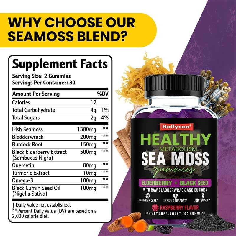 Deniz Moose Gummies Güçlü Saçlar için İrlanda Deniz Moose Gummies Bağışıklık Destek için