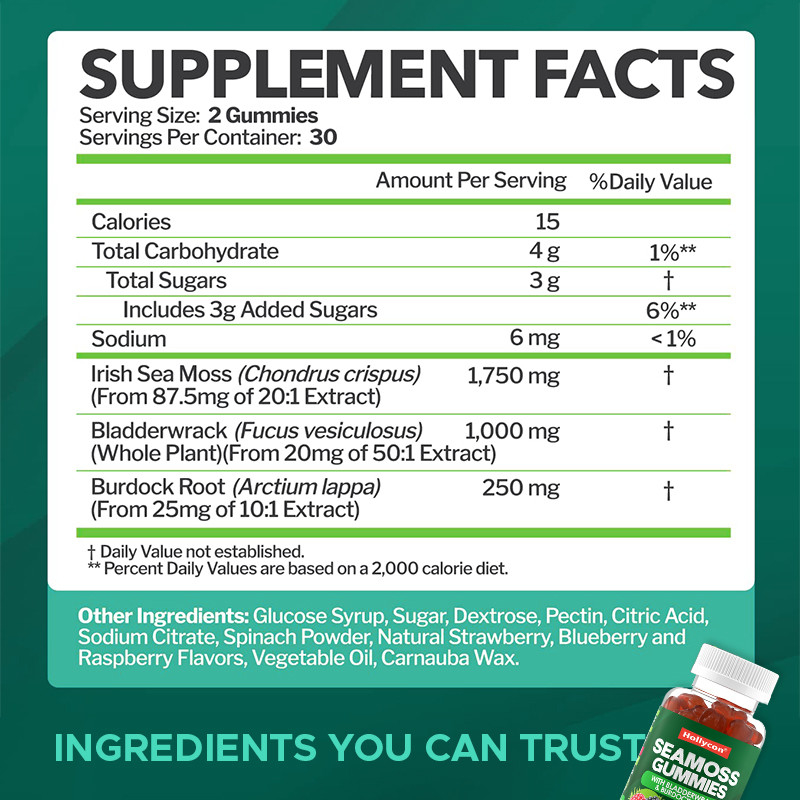 İrlanda Denizi Moose Gummies 1000mg Mesane Yıkımı Denizi Moose Gummies Digestif Destek için
