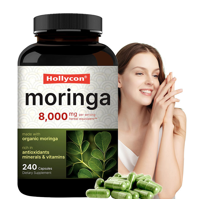 Organik Moringa Yaprağı Tozu Ek Moringa Yaprakları Ekstraktı OEM Deri Sağlığı Bağışıklık Antioksidan
