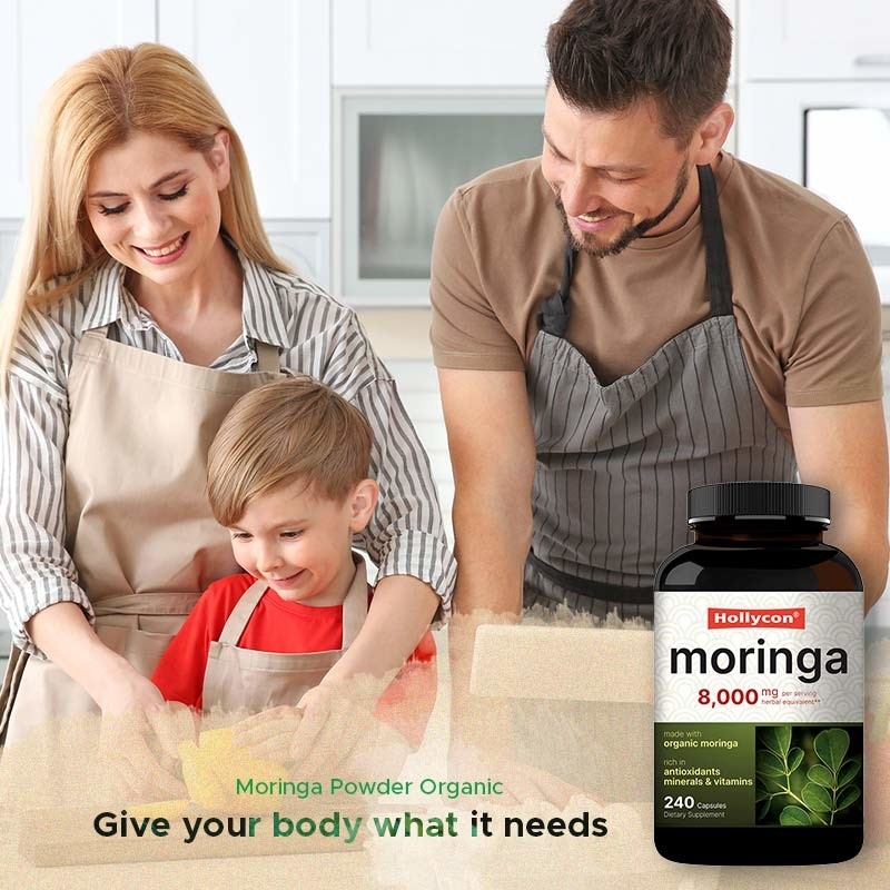 Organik Moringa Yaprağı Tozu Ek Moringa Yaprakları Ekstraktı OEM Deri Sağlığı Bağışıklık Antioksidan