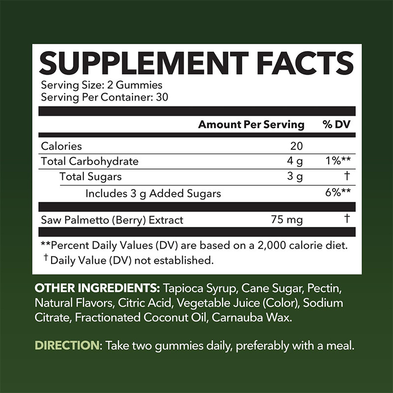 Saç Sağlığı İçin Saw Palmetto Gummies 75mg Saç Destek için Saw Palmetto Ekstraksi