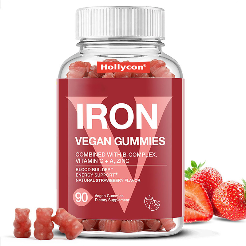 Yetişkinler için Demir Vegan Sakızları 60mcg Folik Asit Enerji Destek için Demir Sakızları