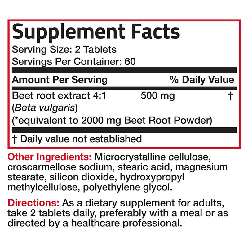 Yüksek tansiyon için pancar kökü tabletleri 500mg organik pancar kökü özü